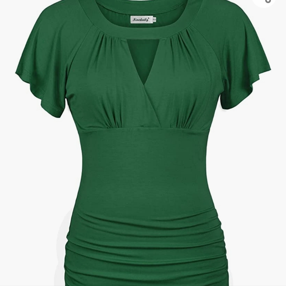 Ninedaily jersey emerald green peekaboo top